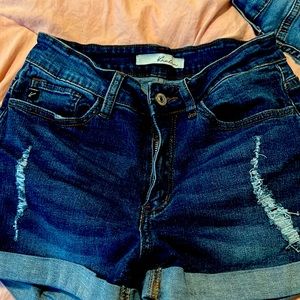 KanCan Dark wash mid rise jean short